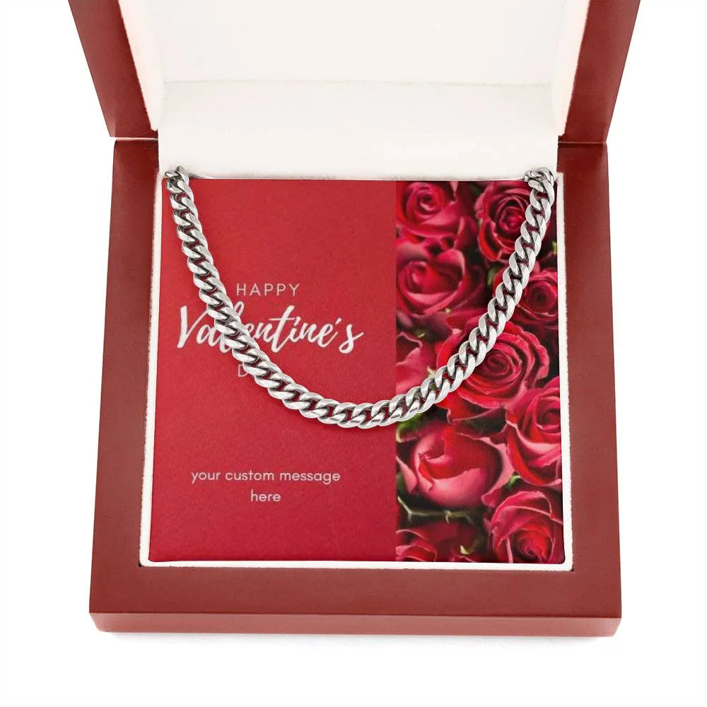 Happy Valentine's Day Cuban Chain Link Necklace - Cuban Chain Link Necklace