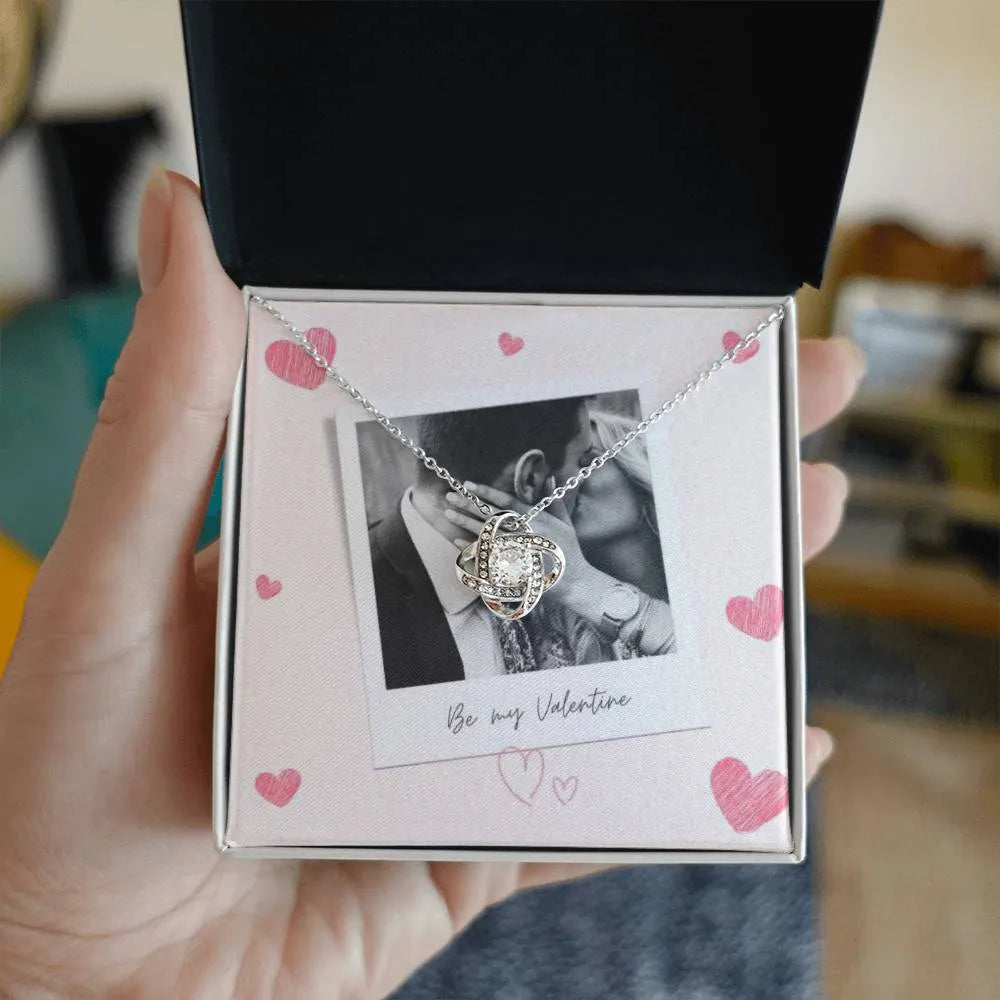 Be My Valentine Love Knot Necklace With Photo Card