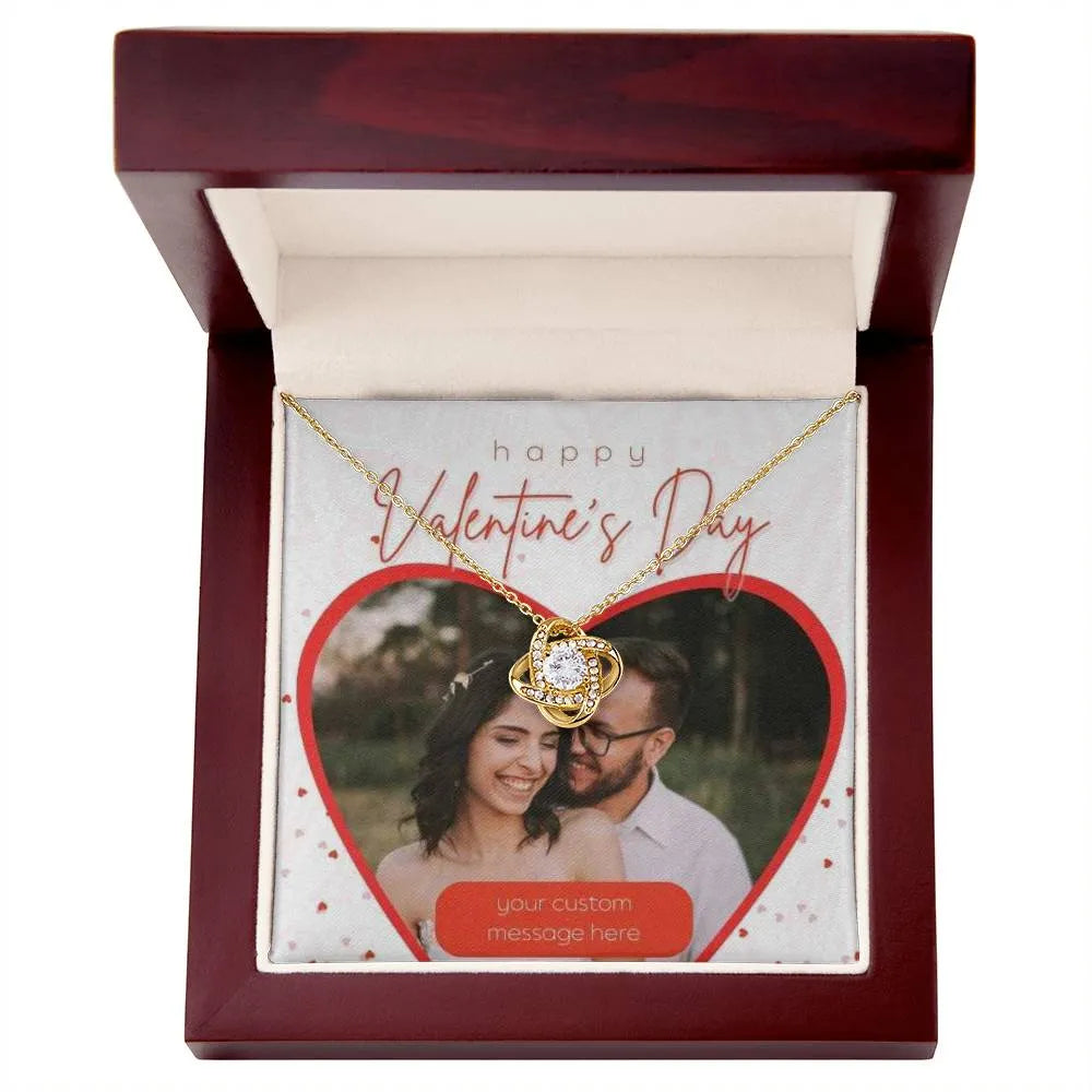 Happy Valentine's Day Love Knot Necklace With Photo Card