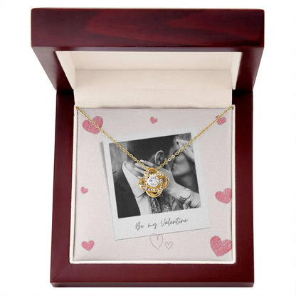 Be My Valentine Love Knot Necklace With Photo Card