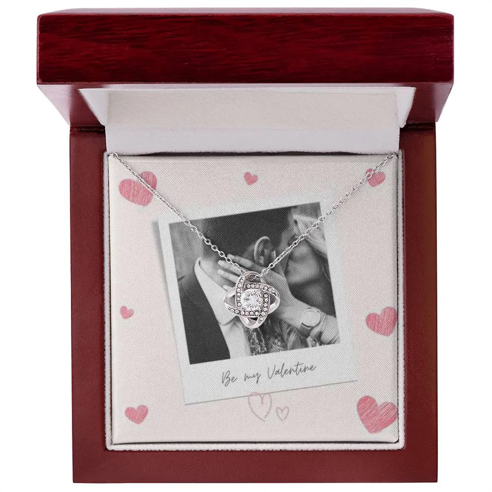 Be My Valentine Love Knot Necklace With Photo Card