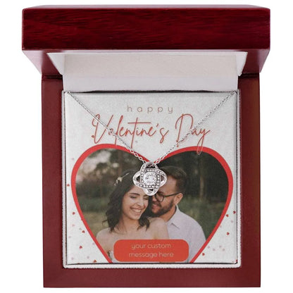Happy Valentine's Day Love Knot Necklace With Photo Card