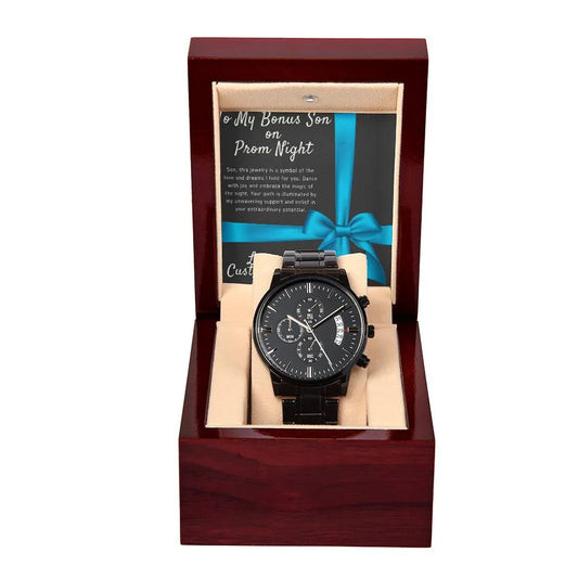 To My Bonus Son On Prom Night Black Chronograph Watch for Prom