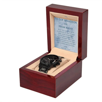 To Our Grandson On Prom Night Black Chronograph Watch for Prom