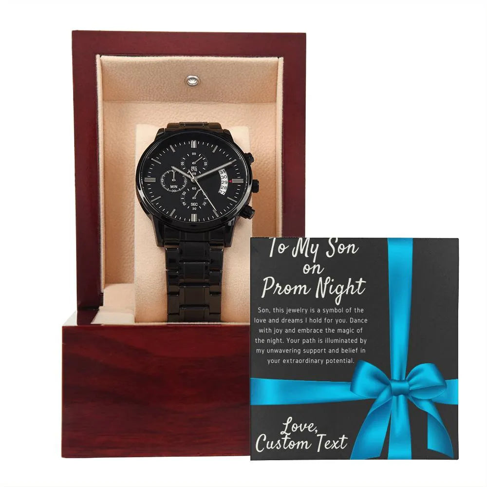 To My Son On Prom Night Black Chronograph Watch for Prom