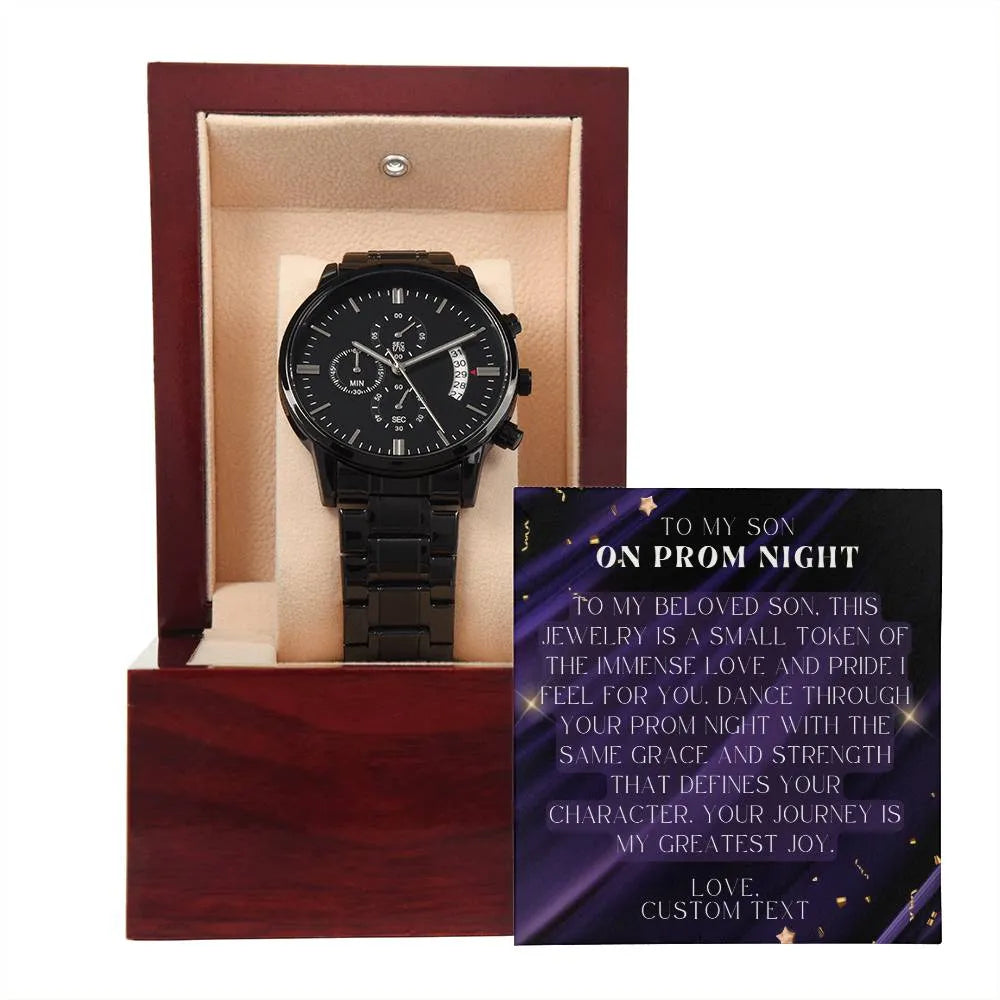 To My Son On Prom Night Black Chronograph Watch for Prom