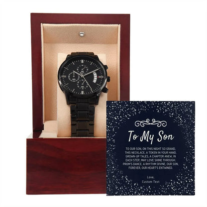 To My Son Black Chronograph Watch for Prom