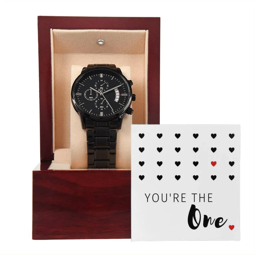 You're The One Black Chronograph Watch - Men's Black Chronograph Watch Box Card Outside