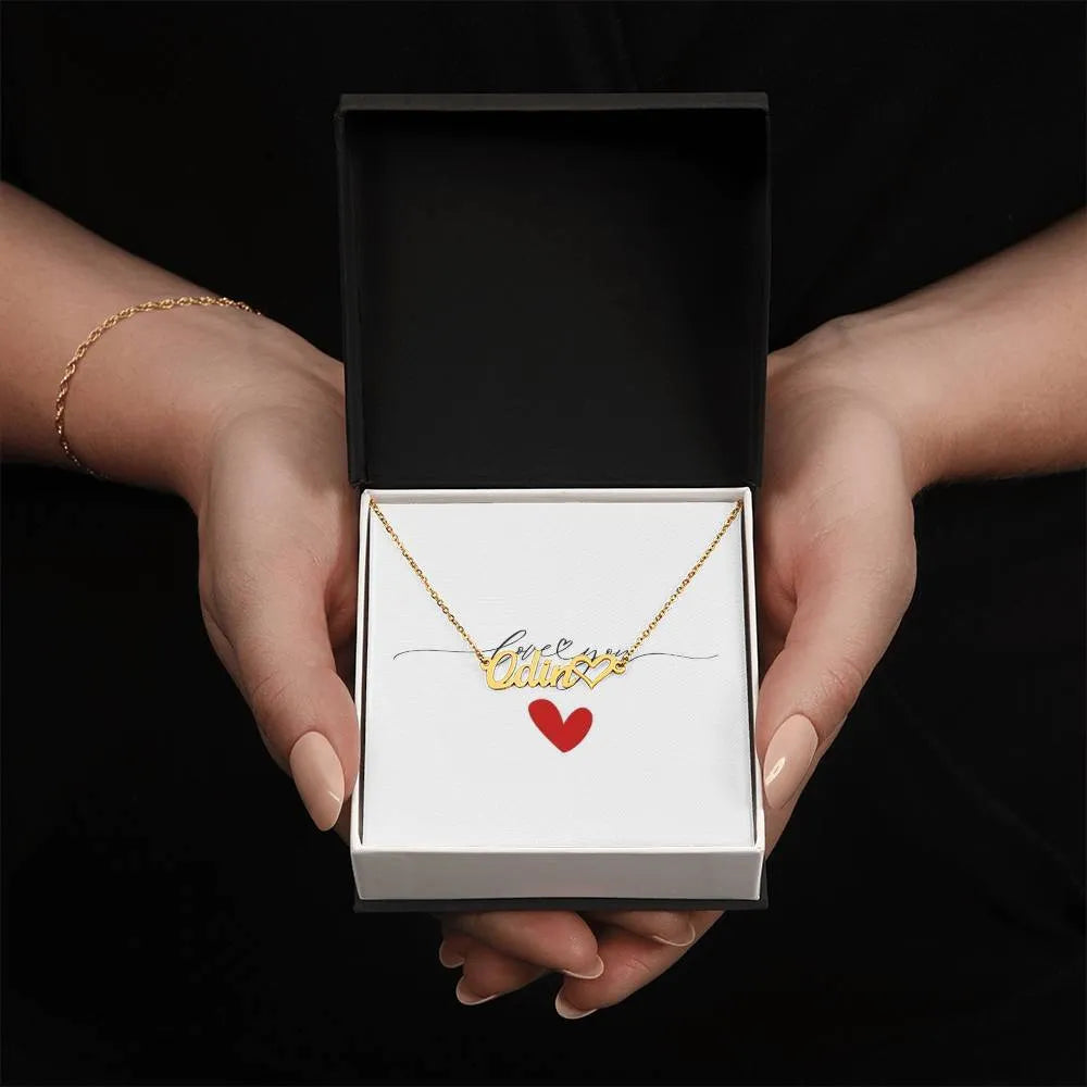 Love You Name Heart Necklace