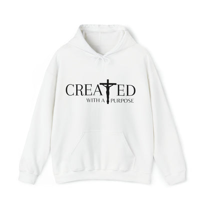 Created With A Purpose Religious Hoodie, Faith Based Hooded Sweatshirt, Christian Tee, Catholic T-Shirt, Faith, Jesus, God, Church Apparel -