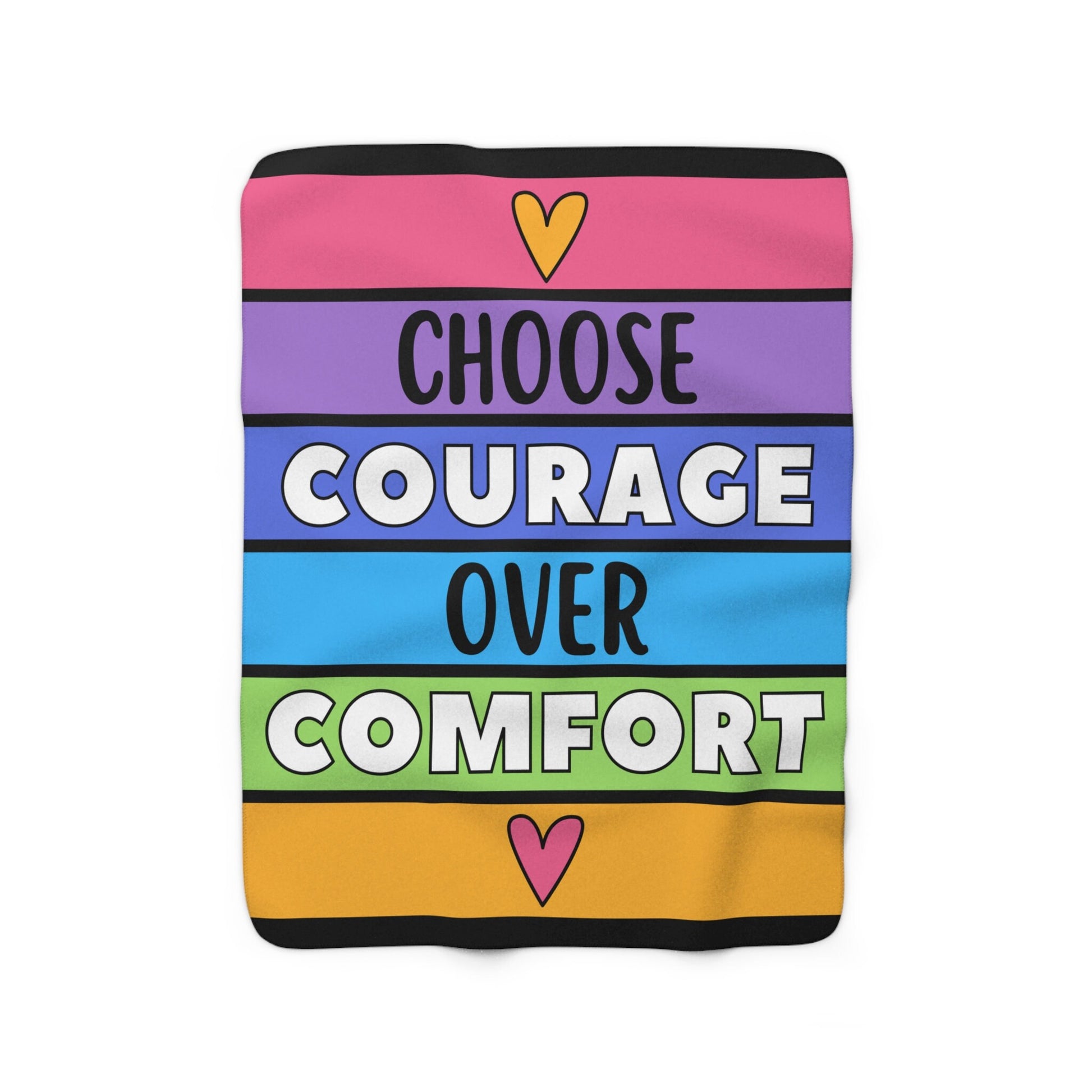 Choose Courage Over Comfort Fleece Blanket - Inspirational Quote, Cozy and Warm Throw Blanket - Courageous Gift