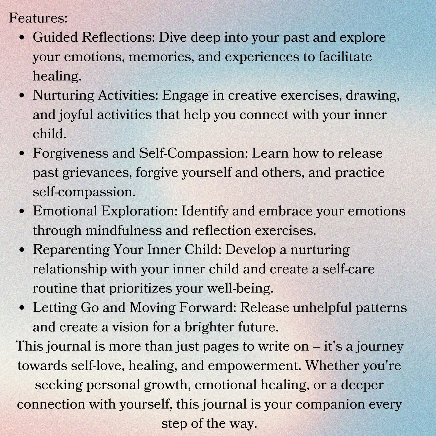 Healing Childhood Trauma - A Self Help Journal (electronic download)Features