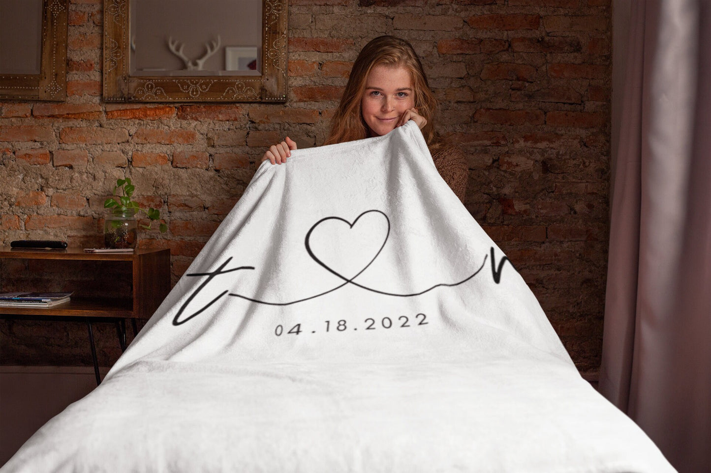 Personalized Wedding Gifts, Anniversary Date Plush Blanket, Custom Initials and Wedding Date Blanket, Personalized Engagement Gifts