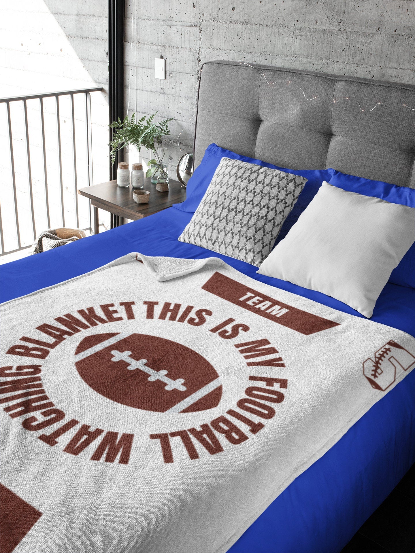 Personalized Blanket Football Sherpa Fleece, Custom Blankets For Football Fans, Cozy Polyester Throw Blanket Gift, Gifts for Sports Fan Dads