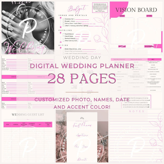 Custom Wedding Planner, Personalized Digital Wedding Planner with Photo, Custom Engagement Gift, Printable Wedding Planner, I-Pad Wedding
