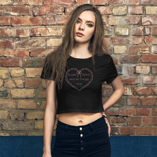 Sugar, Spice, And All Things Nice Coquette Aesthetic Crop Top - A Fusion of Sweet and Sassy - Coquette Heart Crop Top