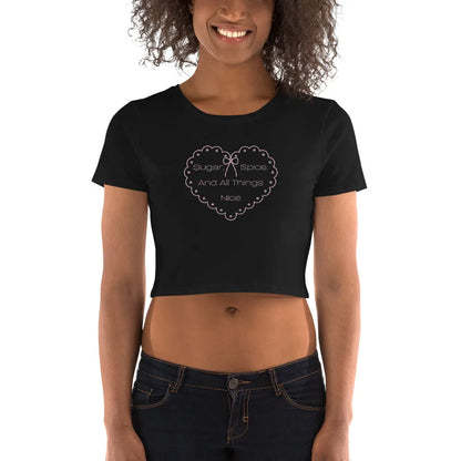 Sugar, Spice, And All Things Nice Coquette Aesthetic Crop Top - A Fusion of Sweet and Sassy - Coquette Heart Crop Top - Personalize It Toledo