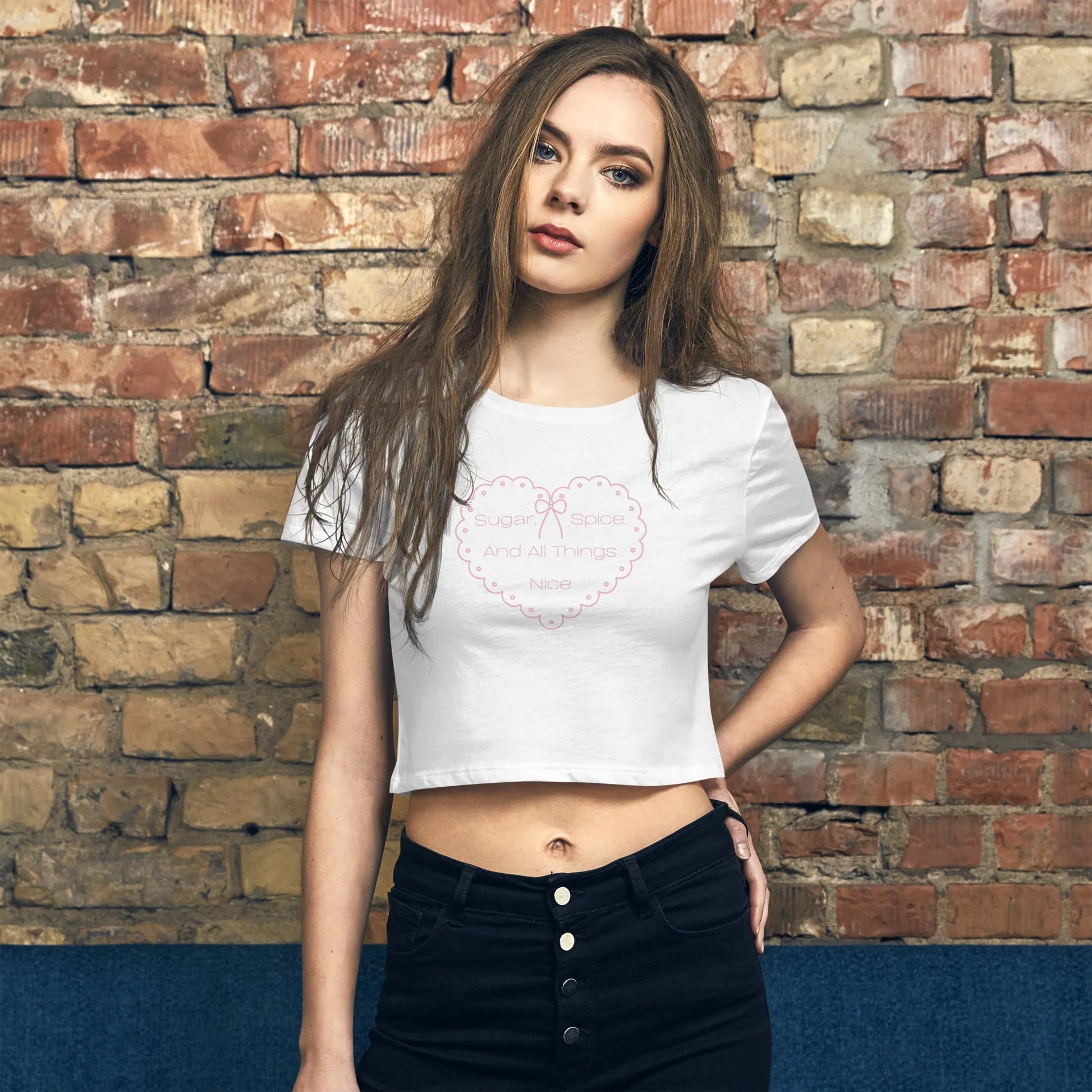 Sugar, Spice, And All Things Nice Coquette Aesthetic Crop Top - A Fusion of Sweet and Sassy - Coquette Heart Crop Top